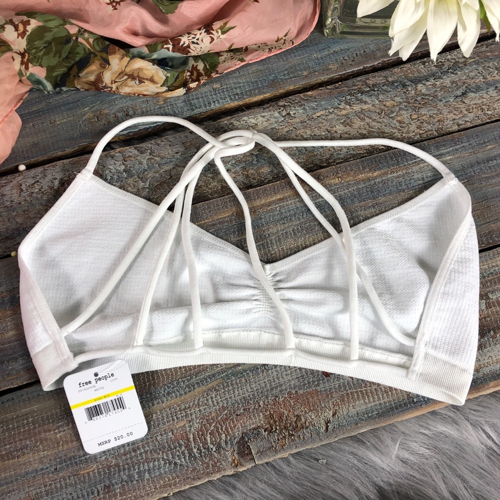 Free People White Strappy Back Bralette NWT Sz M/L - Picture 5 of 8